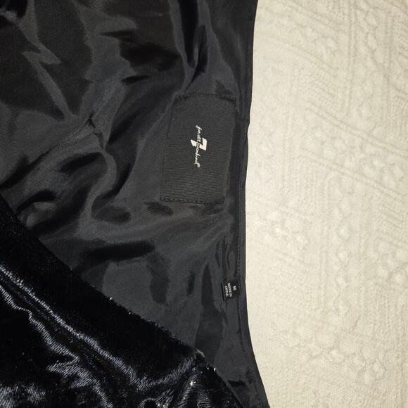 7 For All Mankind One Shoulder Dress Metallic Velour Black Womens Size Med Party - Picture 7 of 14